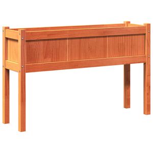 vidaXL Floreira jardim c/pernas 110x31x70cm pinho maci&ccedil;o castanho cera