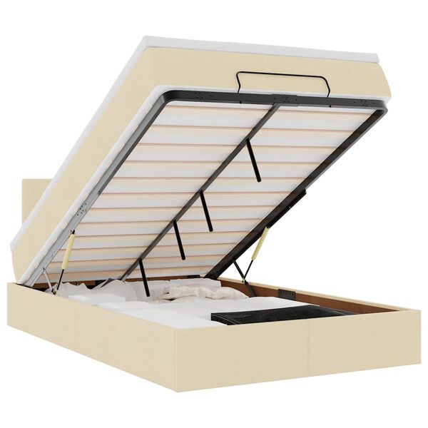 vidaXL Cama Otomana com colch&atilde;o & LEDs 120x190cm tecido creme