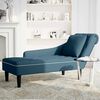 vidaXL Chaise lounge c/ almofada/apoio de bra&ccedil;os direito veludo azul