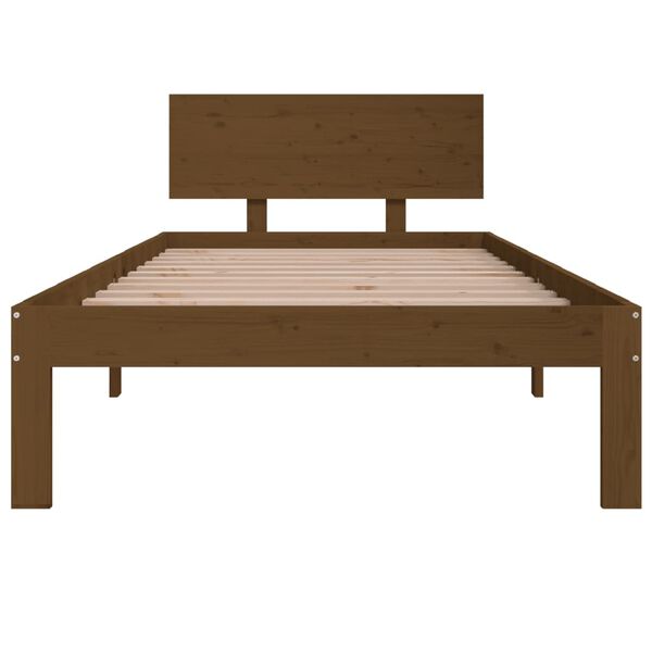 vidaXL Estrutura de cama 90x200 cm pinho maci&ccedil;o castanho mel