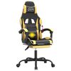vidaXL Cadeira gaming girat&oacute;ria + apoio couro artificial preto/dourado