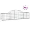 vidaXL Cestos gabi&atilde;o arqueados 12pcs 200x30x40/60 cm ferro galvanizado