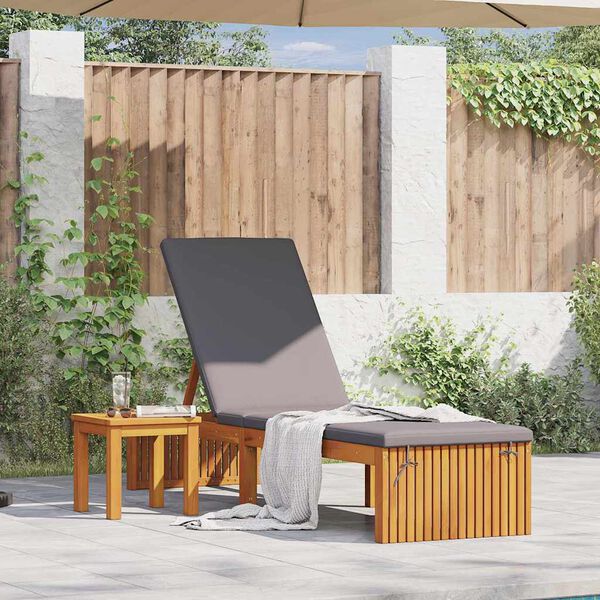 vidaXL Espregui&ccedil;adeira com almofada &Oacute;leo Natural 200 x 55 x 94 cm