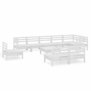 vidaXL 10 pcs conjunto lounge de jardim pinho maci&ccedil;o branco