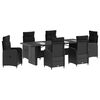 vidaXL Conjunto de Jantar para Exterior 7 unid. Preto vime PE