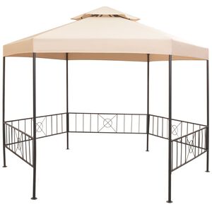 vidaXL Tenda/gazebo de jardim hexagonal 323x265 cm bege