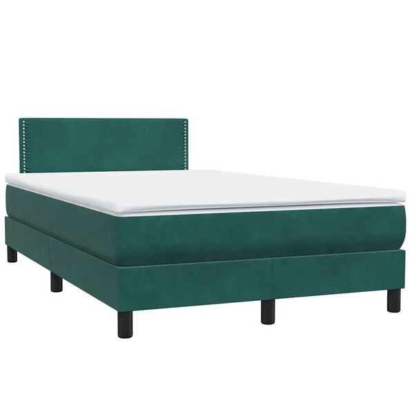 vidaXL Cama com molas/colch&atilde;o 120x220 cm veludo verde-escuro