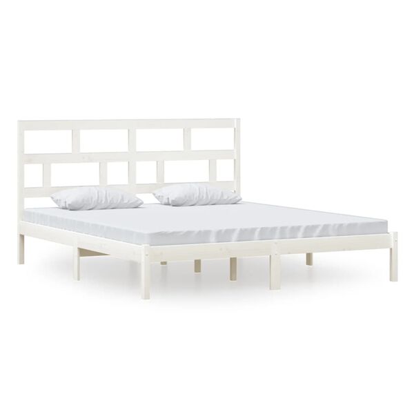 vidaXL Estrutura de cama super king 180x200 cm madeira maciça branco