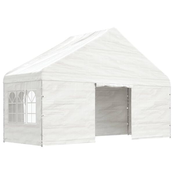 vidaXL Gazebo com telhado 8,92x5,88x3,75 m polietileno branco