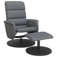 vidaXL Cadeira reclinável com apoio de pés couro artificial cinzento