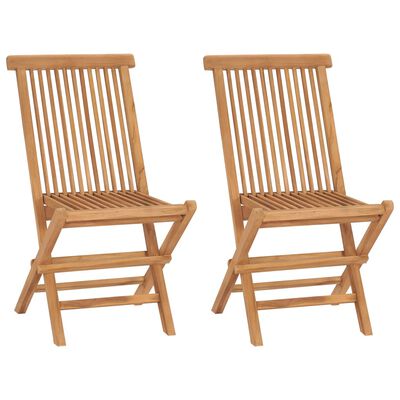 vidaXL Cadeiras de jardim dobráveis 2 pcs madeira teca maciça