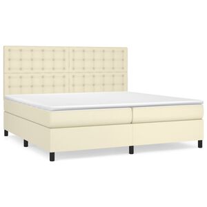 vidaXL Cama com molas/colch&atilde;o 200x200 cm couro artificial cor creme