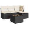 vidaXL 5 pcs conjunto sof&aacute;s de jardim com almofad&otilde;es vime PE preto