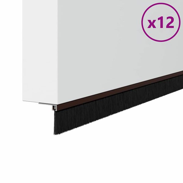 vidaXL Selos de Escovas para Porta com Parafuso 12 pcs Castanho 100 cm