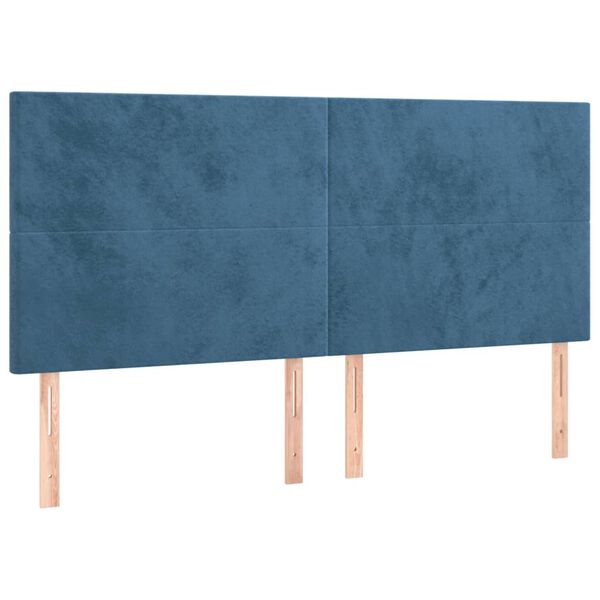 vidaXL Cabeceira Azul Escuro 160x5x118/128 cm Veludo
