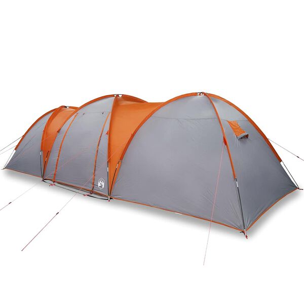 vidaXL Tenda familiar c&uacute;pula para 8 pessoas imperme&aacute;vel cinza/laranja