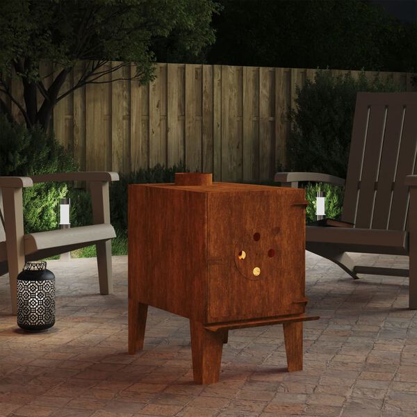 vidaXL Fog&atilde;o de campismo 35x50x55 cm a&ccedil;o corten