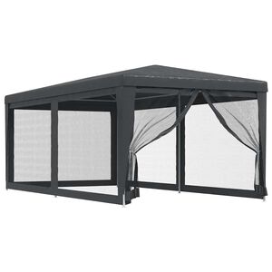 vidaXL Tenda festas c/ 6 paredes laterais em rede 3x6 m PEAD antracite