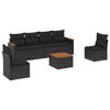 vidaXL 7 pcs conjunto de sof&aacute;s p/ jardim c/ almofad&otilde;es vime PE preto