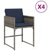 vidaXL Cadeiras de jardim com almofad&otilde;es 4 pcs vime PE cinzento