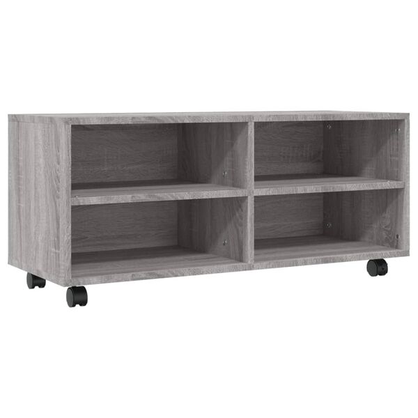 vidaXL Móvel de TV com rodas 90x35x35cm derivados madeira cinza sonoma