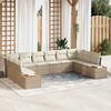 vidaXL Conjunto de Sof&aacute; de Jardim 10 pcs Bege e Creme Polirattan