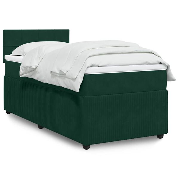 vidaXL Cama com molas/colch&atilde;o 80x200 cm veludo verde-escuro