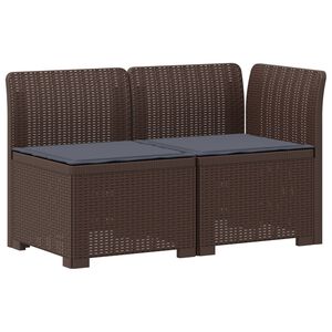 vidaXL Sof&aacute; de Jardim 2 Lugares com Almofadas Look Rattan PP Castanho