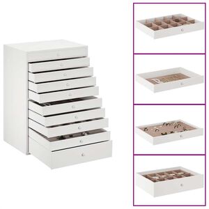 vidaXL Caixa para joias 10 camadas com porta-rel&oacute;gios branca 29x20,5x40,5 cm