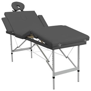 vidaXL Mesa massagens c/ 4 zonas estrutura alum&iacute;nio 186x68cm antracite