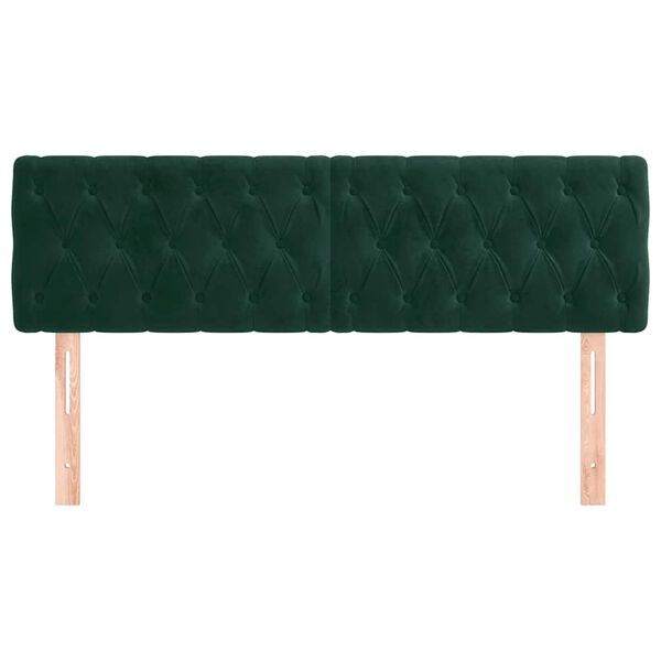 vidaXL Cabeceira de cama 2 pcs veludo 80x7x78/88 cm verde-escuro