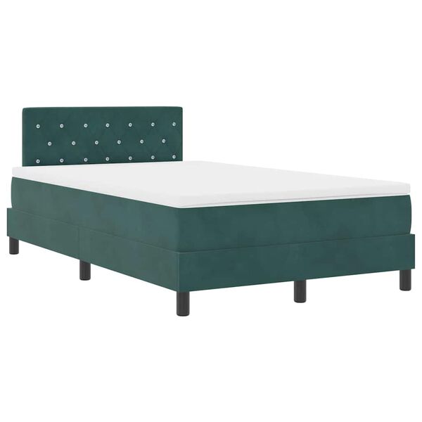 vidaXL Cama Box Spring LED com led Verde Escuro 120 x 200 cm Veludo