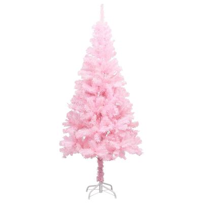 vidaXL Árvore de Natal artificial pré-iluminada + suporte PVC rosa