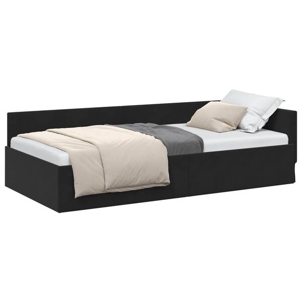 vidaXL Estrutura de Cama de Canto Preto 80 cm x 200 cm Veludo