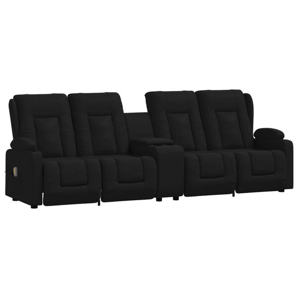 vidaXL Poltrona massagens 4 lug. reclinável sup. copo couro art. preto