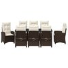 vidaXL Conjunto de Jantar para Jardim 9 pcs Castanho vime PE