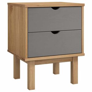 vidaXL Mesa de cabeceira OTTA 45x39x57 cm pinho maci&ccedil;o castanho/cinza