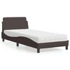 vidaXL Cama com colch&atilde;o Dover 90x190 cm tecido castanho-escuro