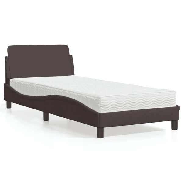 vidaXL Cama com colch&atilde;o Dover 90x190 cm tecido castanho-escuro