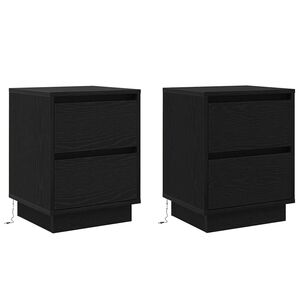 vidaXL Arm&aacute;rio de Cabeceira 2 pcs Carvalho Preto 39 x 34,5 x 50 cm