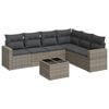 vidaXL 7 pcs conjunto sof&aacute;s p/ jardim c/ almofad&otilde;es vime PE cinzento