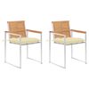 vidaXL Cadeiras de jardim com almofad&otilde;es 2 pcs teca maci&ccedil;a e a&ccedil;o