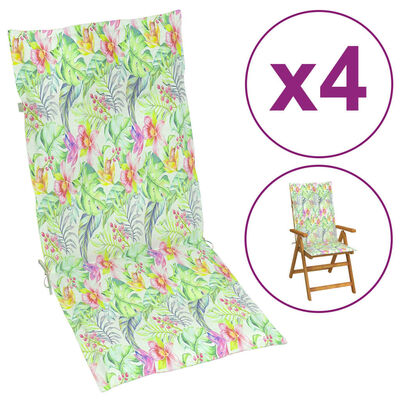 vidaXL Almofadões para cadeiras altas de jardim 4 pcs tecido folhas