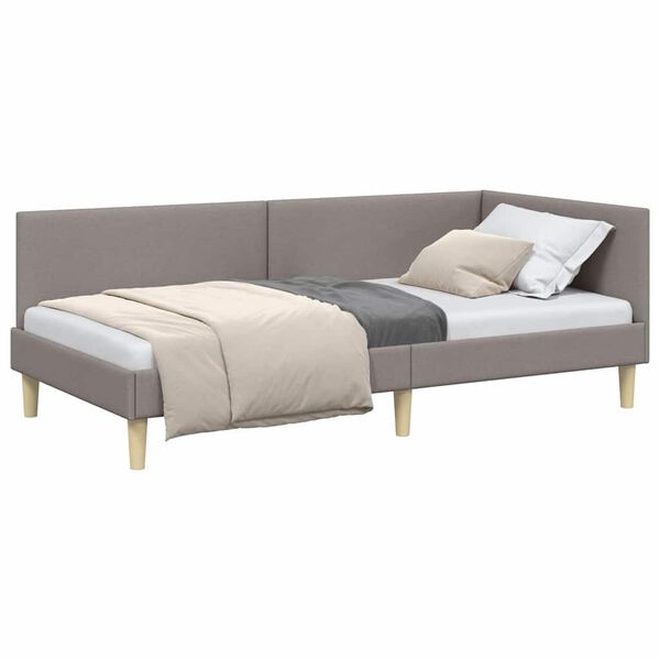 vidaXL Estrutura de Cama de Canto Cinzento-acastanhado 90 cm x 190 cm