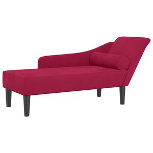 vidaXL Chaise longue com almofadões veludo vermelho tinto