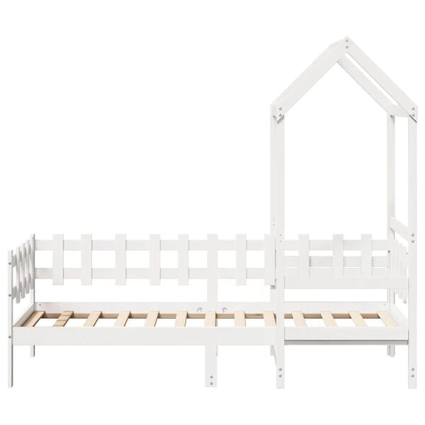 vidaXL Sof&aacute;-cama com telhado 80x200 cm madeira de pinho maci&ccedil;a branco