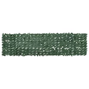 vidaXL Tela de varanda com folhas verde-escuras 300x75 cm
