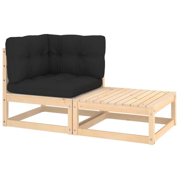 vidaXL 2 pcs conjunto lounge de jardim com almofadões pinho maciço