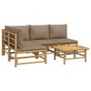 vidaXL 5 pcs conj. lounge jardim bambu almofad&otilde;es cinzento-acastanhado