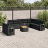 vidaXL 11 pcs conjunto sof&aacute;s de jardim c/ almofad&otilde;es vime PE preto